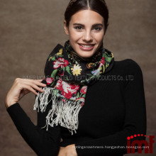 New Design Fashionable Wool Lady Floral Scarf